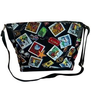 Colorful Travel-Themed Women's Shoulder Bag EUC